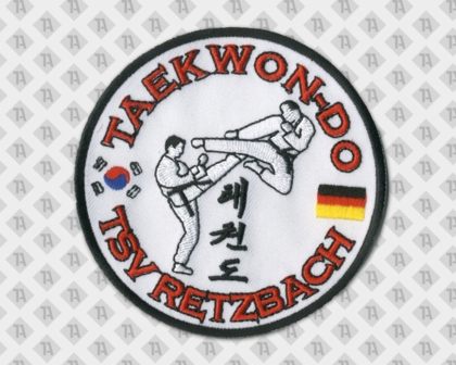 Patch Aufnäher gestickt mit gesticktem Rand