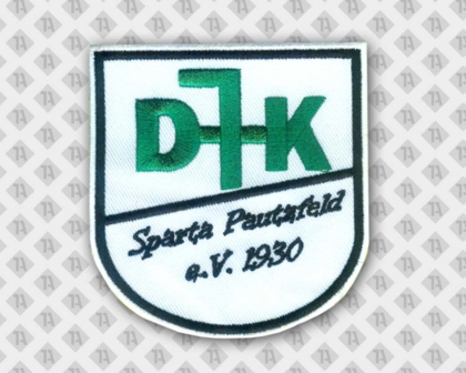 Patch Aufnäher Abzeichen Badge in Wappenform gestickt mit gesticktem Rand DJK Vereine