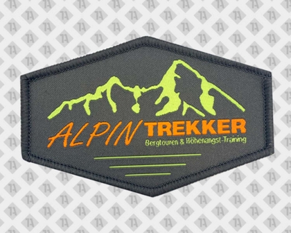 Gewebter sechseckiger Patch Aufnäher mit Kettelrand Alpin Berg Bergtour Backpacker