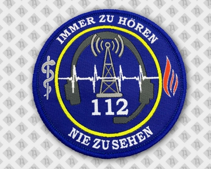 Runder gewebter Patch Aufnäher mit Kettelrand bunt Rettungsdienst