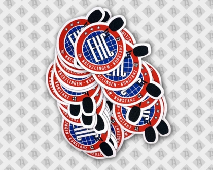 Patch Aufnäher gewebt Konturschnitt Abzeichen badge Vereine bunt Eishockey Puck