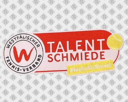 Aufnäher Talent­schmiede Westfälischer Tennis-Verband mit Hashtag MehrAlsTennis
