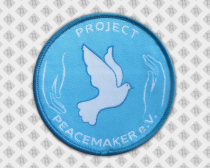 Gewebter Aufnäher Patch mit Kettelrand blau weiß Taube Peacemaker Vereine