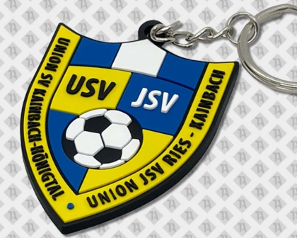 PVC Rubber Schlüsselanhänger Kontur Wappen bunt mit Kette und Ring
