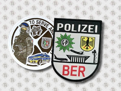 Gewebter Aufnäher mit gewebtem Rand Kettelrand für Polizei BER 1A Patch