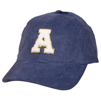 Beechfield Corduroy Dad Cap, Blau / Slate Blue, mit Chenille-Aufnäher (A) - Bild 1
