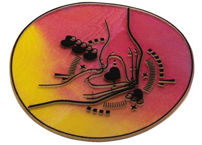 3D Applikation auf Trägerstoff, Herzhände, Holoeffekt - Bild 2