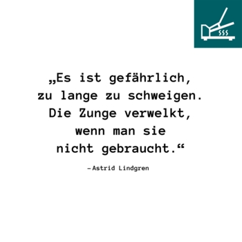 DTF / Textildruck / Bügelbild, Zitate Astrid Lindgren, Schweigen, 152x92 mm, Schwarz, für Baumwolle - Bild 1