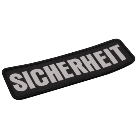 Aufnäher / Patch, gewebt, SICHERHEIT, Schwarz, 120x40 mm