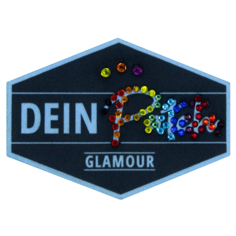 Beispielaufnäher/Veredelung, gedruckt mit Strasssteinen, DEIN PATCH, 70x50 mm - Bild 1