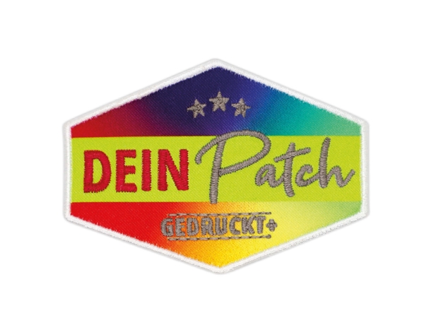 Gedruckter Patch mit Farbverlauf – individueller Aufnäher mit Druck & Stickrand von 1A Patch
