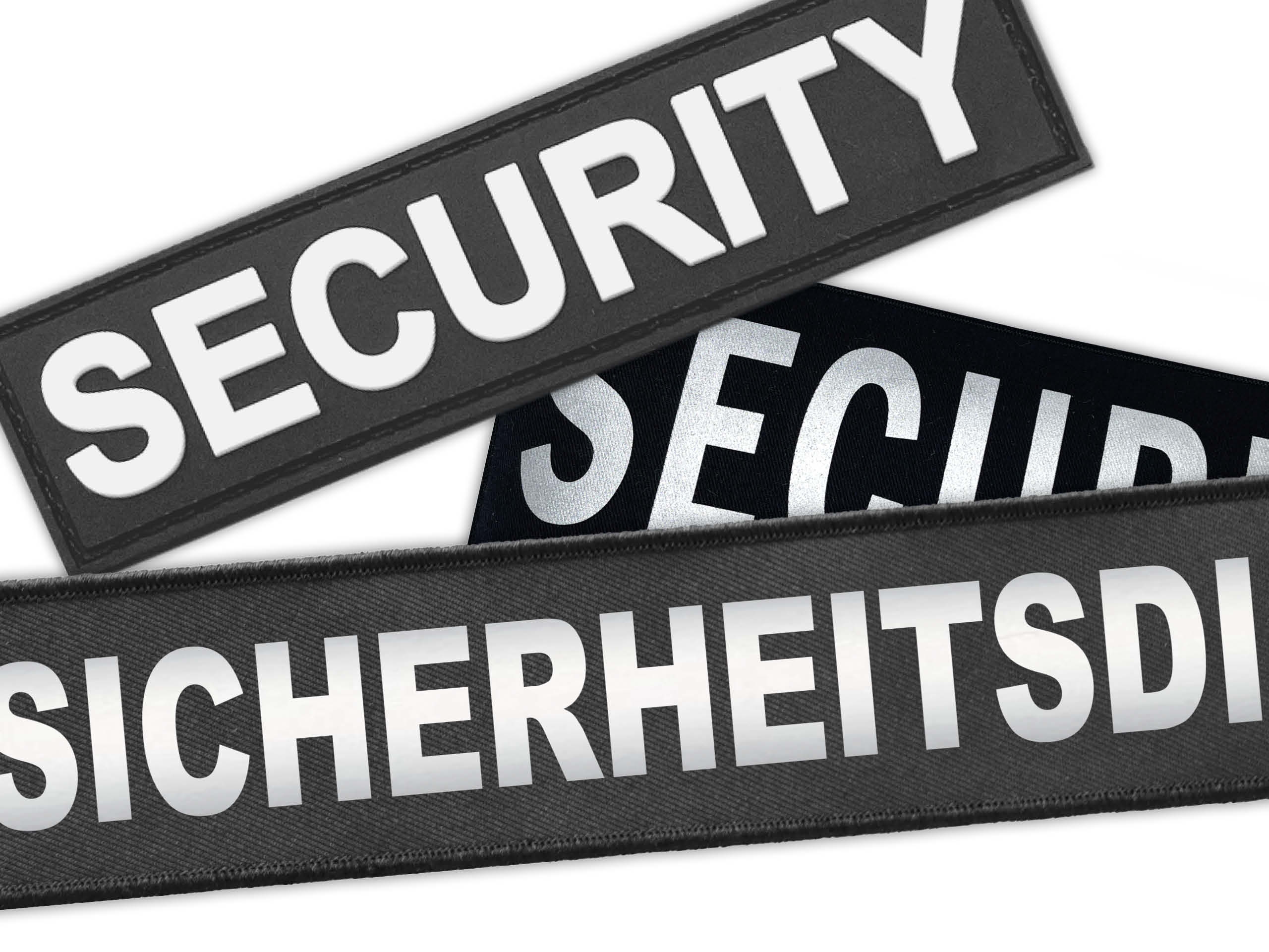 Sicherheitsdienst Patches mit weißem Schriftzug SECURITY – optimal sichtbar mit 1A