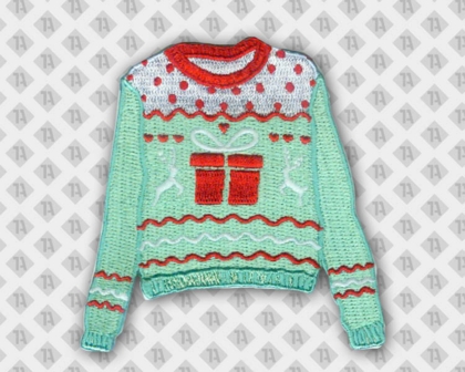 Gestickter Aufnäher Patch bunt in Form eines Pullovers Weihnachten