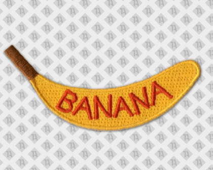 Gestickter Patch Aufnäher mit gesticktem Rand Konturschnitt Banana gelb Freiform lustig Allgemein