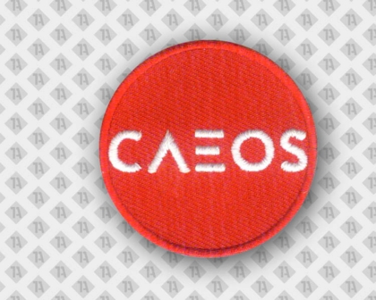 Patch Aufnäher rund gestickt mit Stickrand rot Firma Caeos