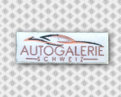 Patch Aufnäher gestickt rechteckig weiß Autogalerie Firma