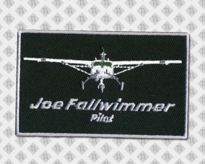 Gestickter Aufnäher Patch mit gesticktem Rand rechteckig Pilot Flugzeug Firmen