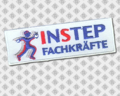 Rechteckiger gestickt Aufnäher Patch mit gesticktem Rand blau weiß rot Fachkräfte Firmen