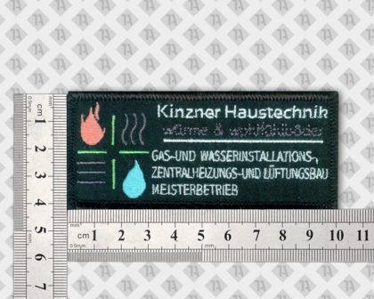 Gestickter Patch Aufnäher mit Kettelrand schwarz Haustechnik Handwerk