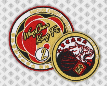 Runder Patch Aufnäher gestickt mit gesticktem Rand Wing Chun Kung Fu Kampfkunst