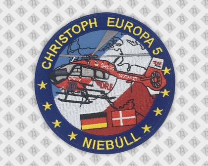 Runder Patch Aufnäher Abzeichen Badge gestickt mit gesticktem Rand Luftrettung DRF Christoph Rettungsdienst