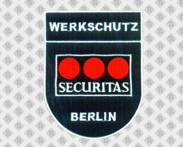 Patch Aufnäher gestickt schwarz für Securitas Werkschutz Berlin Sicherheitsdienste