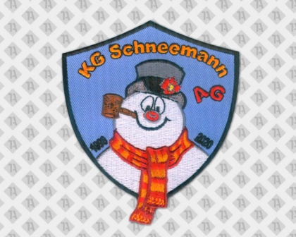 Patch Aufnäher Badge Abzeichen gestickt mit gesticktem Rand Schneemann Schal Vereine