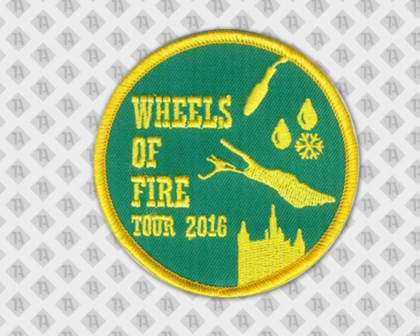 Patch Aufnäher Badge Abzeichen gestickt mit Kettelrand gelb grün rund Vereine