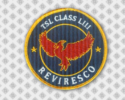 Runder gestickter Patch Aufnäher Abzeichen badge mit Kettelrand Vereine Adler rot