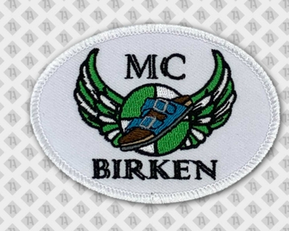 Ovaler Patch Aufnäher Abzeichen Badge gestickt mit Kettelrand weiß grün Latsche Birkenstock Vereine