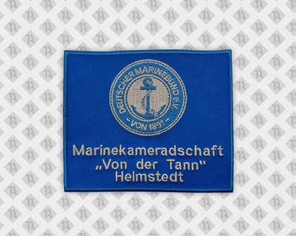Gestickter Aufnäher für Vereine in blau grau Marinekameradschaft Bund e.V. Vereine