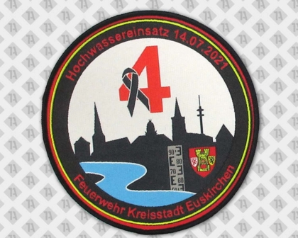 Gewebter runder Aufnäher Patch mit Kettelrand Feuerwehr Euskirchen Bundeswehr