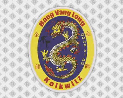 Oval gewebter Aufnäher für Kampfkunst Bang Vang Long Drache bunt Detail