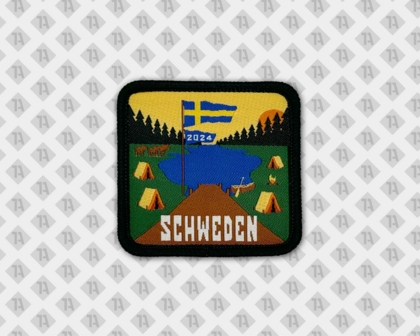 Gewebter Patch mit Kettelrand Schweden 2024 feine Details Pfadfinder Aufnäher