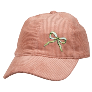 Beechfield Corduroy Dad Cap, Pink / Dusty Pink, mit gesticktem Aufnäher Weihnachtsschleife - Bild 1