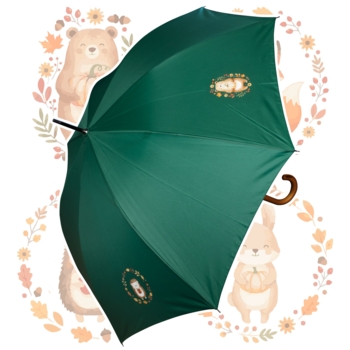 AC-Stockschirm FARE mit DTF-Print Tiere mit Herbstkranz, Green - Bild 1