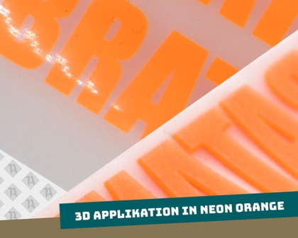 3D Applikation in Neon orange