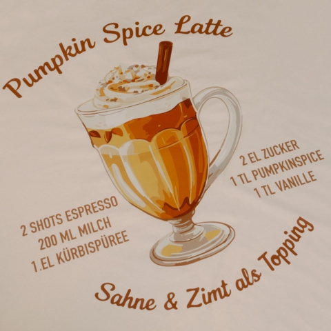 DTF / Textildruck / Bügelbild, Pumpkin Spice Latte, 359x400 mm, für Baumwolle - Bild 2