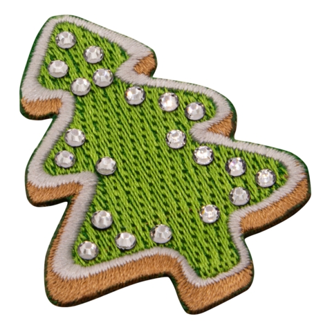 Aufnäher / Patch, gestickt, Weihnachtsbaum, mit Strasssteinen - Bild 2