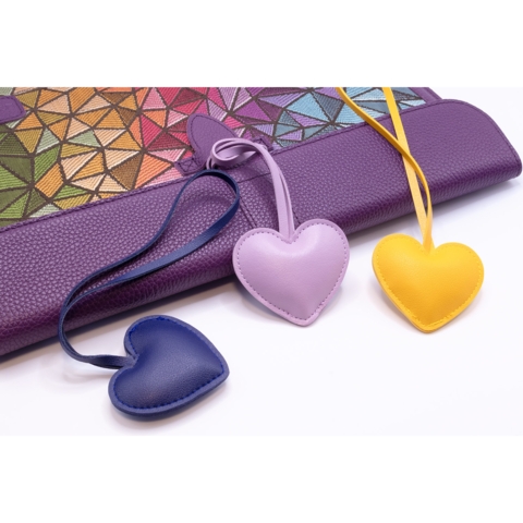 Schlüsselanhänger, Kunstleder, gepolstert, Herz, 18cm langes Band, Beige, 65x60 mm, mit Lasergravur - Bild 4