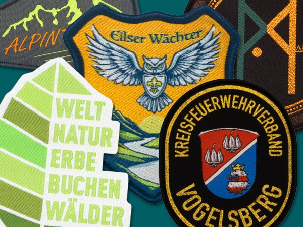 Gewebte Patches mit Kettelrand oder Laserschnitt – individuelle Formen & Farben