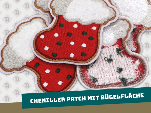 Chenille Aufnäher Patch gestickt Wunschmotiv Logo Bild zum aufbügeln