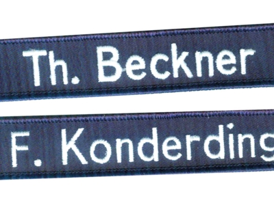 1A Patch Namensaufnäher mit Kettelrand und Klett doppelt vernäht in Wunschform