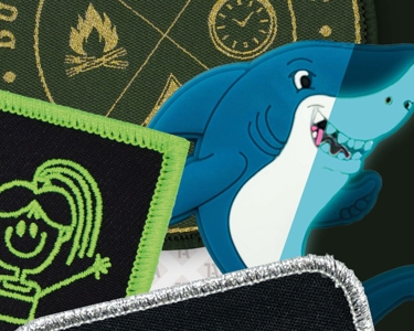 Patches Badges Aufnäher für Pfadfinder mit reflektierendem Garn Metallicgarn gold silber Leuchtet im Dunkeln
