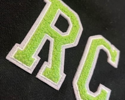 Patch Chenille mit gestickten Rand Buchstaben Textilveredelung Varsity Jacket Collegejacke