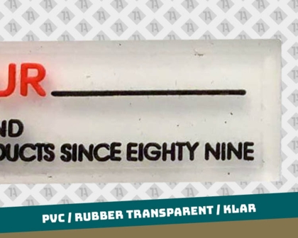 Transparenter PVC Rubber Patch Schrift klar durchsichtig