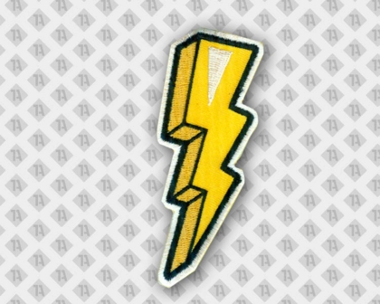 Konturgeschnittener Patch Aufnäher gestickt mit gesticktem Rand Allgemein Blitz gelb