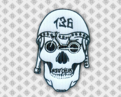 Konturgeschnittener gestickter Aufnäher Patch gestickter Rand Biker Schädel Skull