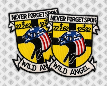 Konturgeschnittener Aufnäher Patch gestickt mit gesticktem Rand bunt Wild Angel Biker
