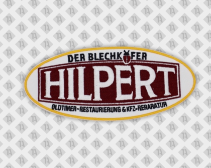 Ovaler Patch Aufnäher gestickt mit gesticktem Rand Der Blechkäfer Reparatur KFZ Biker und Auto